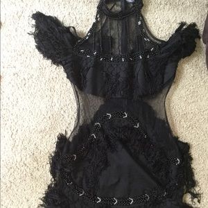 COPY - Black fringe abs sequin fashionnova dress
